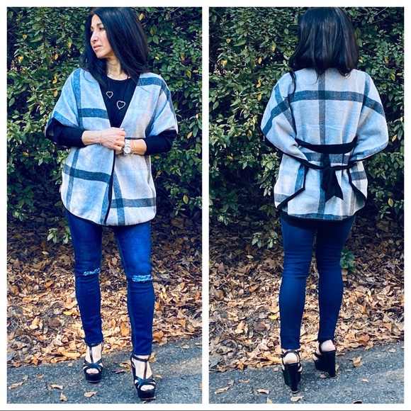 Plaid chic tie front pinch style vest - Picture 4 of 8